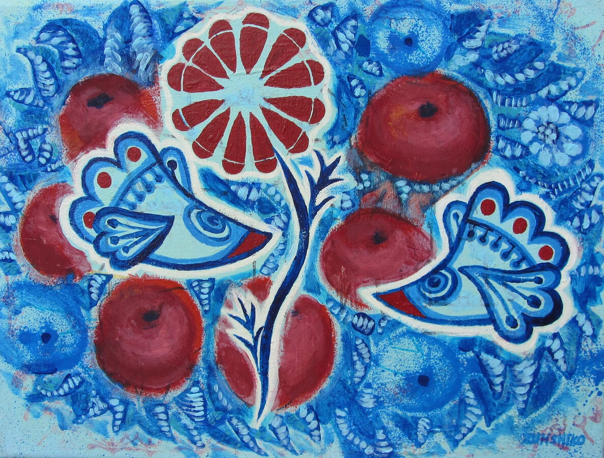Birds and Flower Blue Birds – series